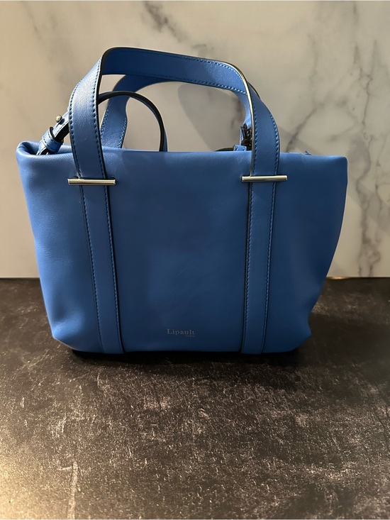 Lipault Handbags - NWT Lipault Blue Leather Crossbody Tote